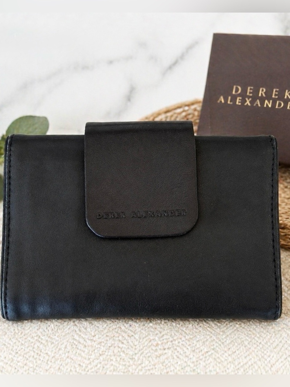 Derek Alexander Trifold Leather Wallet | Black | New